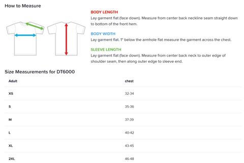 Sizing/Measurements